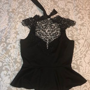 Black peplum Lace top